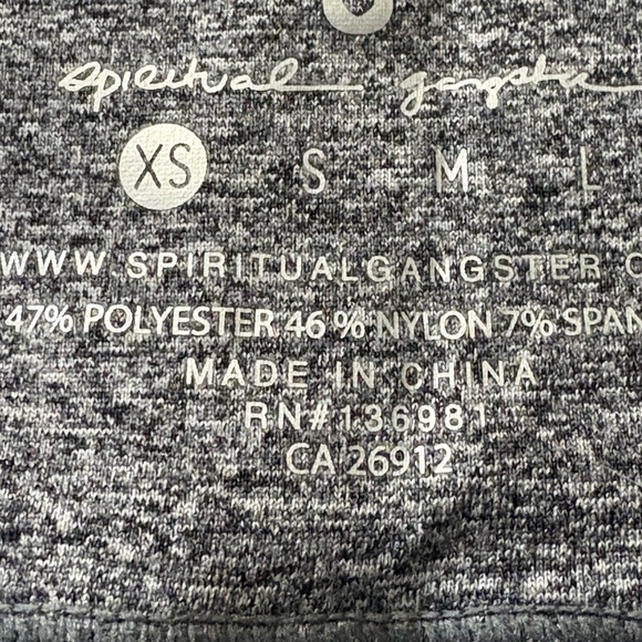 Spiritual Gangster “Namaste” Heathered Gray Yoga Leggings. Black Spellout. XS - Picture 6 of 12